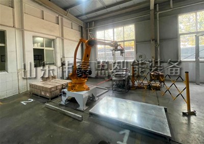 紙箱物料全自動碼垛機，機器人自動碼垛設(shè)備展示