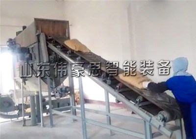 豆粕自動拆包投料站 自動破袋機(jī)上料現(xiàn)場