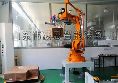 食用鹽全自動裝箱機(jī) 箱料機(jī)器人碼垛機(jī)現(xiàn)場