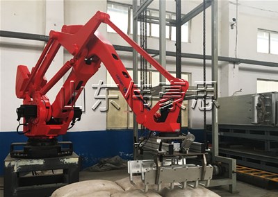 袋料自動(dòng)碼垛機(jī)器人，機(jī)械手碼垛機(jī)抓手展示