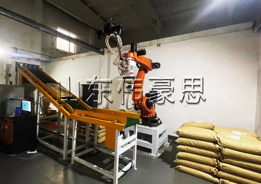紙袋全自動拆包機器人，袋料全自動破袋裝置流程